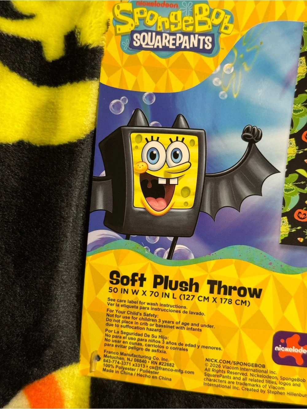 SpongeBob SquarePants Halloween Throw Blanket Pirate Ghosts